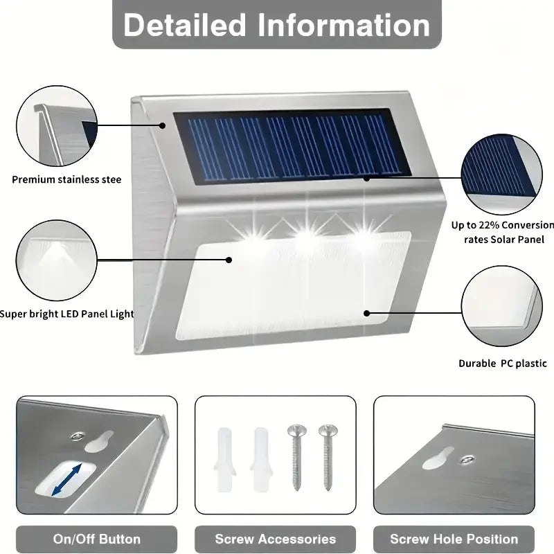 Stainless Steel Solar LED Deck and Stair Lights